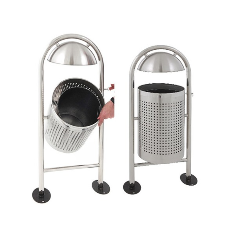 27L Stainless Steel Tilting Trash Can (with Rain Protection)