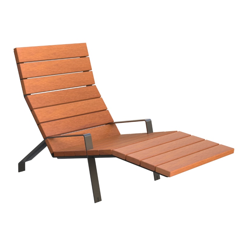 Sun Lounger in Steel and Wood